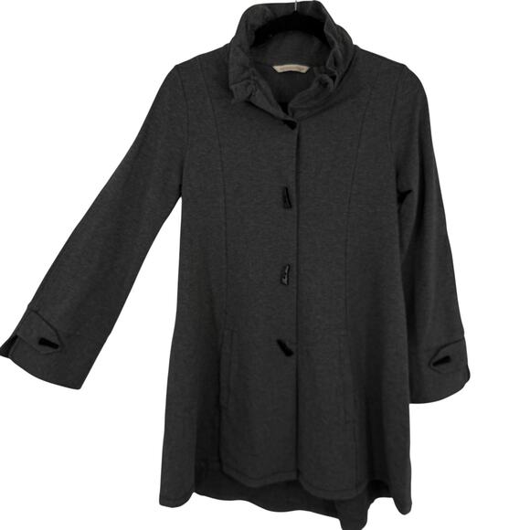 Soft Surroundings Swing Jacket Size XS Gray Horn Buttons wire collar Lagenlook - Picture 1 of 12